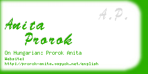 anita prorok business card